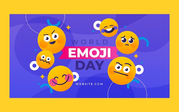 Free vector realistic world emoji day banner