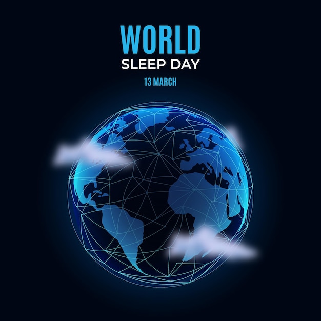 Free Vector realistic world sleep day illustration with planet