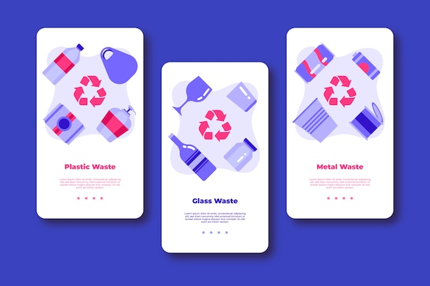 Free Vector recycle onboarding app screens