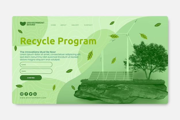 Free Vector recycle program landing page template