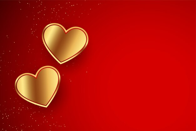 Red background with golden hearts for valentines day