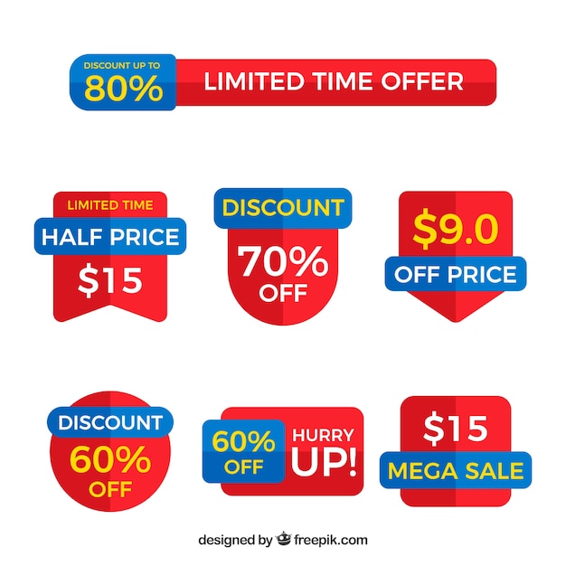 Free vector red and blue sale sticker