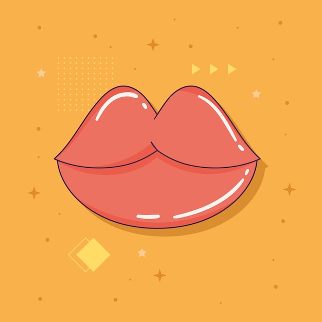 Free Vector red lips retro style