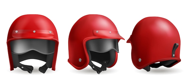 Free vector red motorcycle helmet with glasses, biker headwear