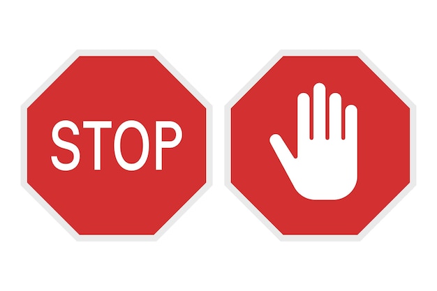 Free Vector red stop signs set of two