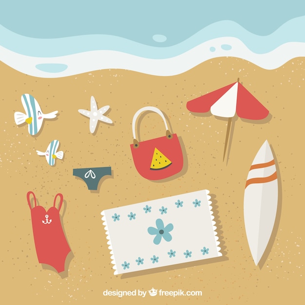 Free Vector red summer elements collection