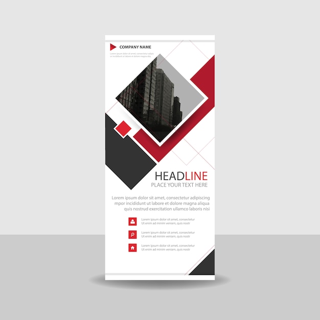 Free Vector red and white commercial roll up banner