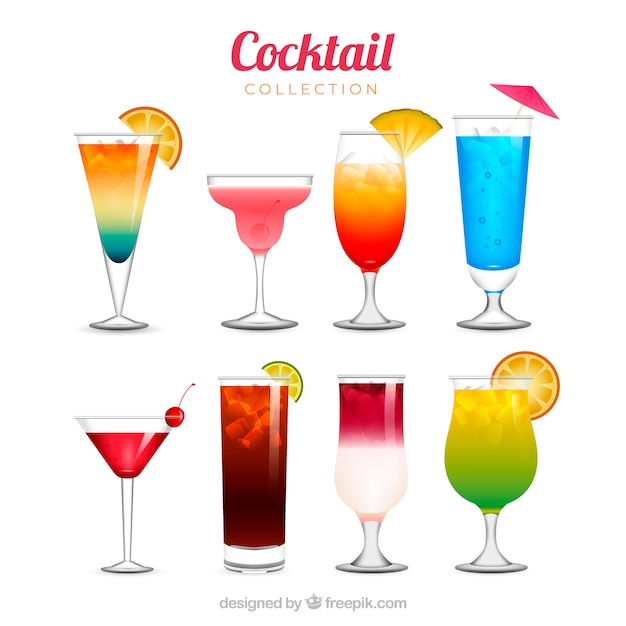 Free Vector refreshing cocktails collection in realistic style