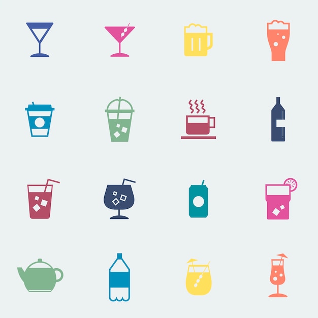 Free Vector refreshing drinks icons collection illustration