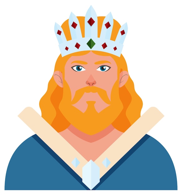 Free Vector regal king with crown illustration