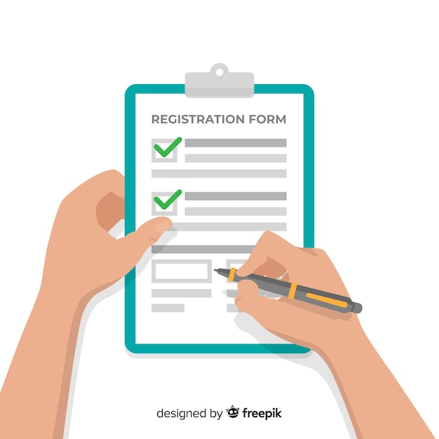 Free vector registration form template with flat design