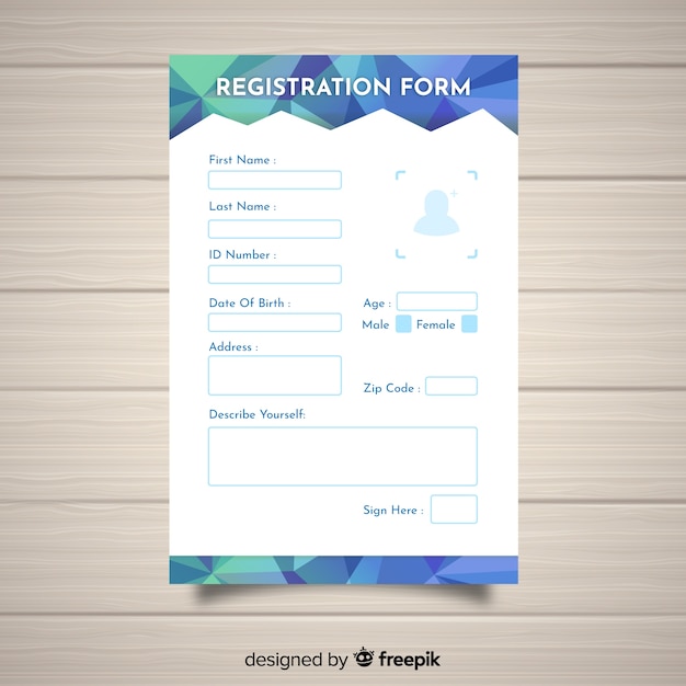 Free Vector registration form