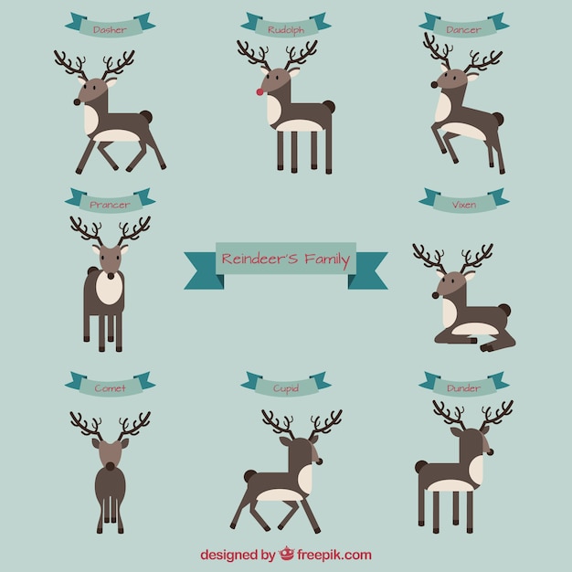 Free Vector reindeer's family