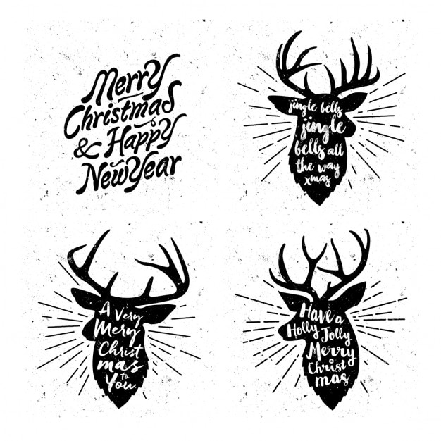 Reindeer silhouettes with christmas messages