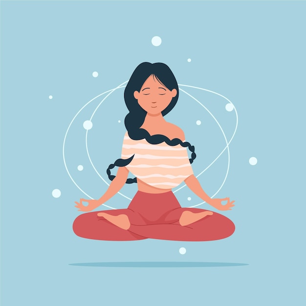 Free Vector relaxed woman meditating