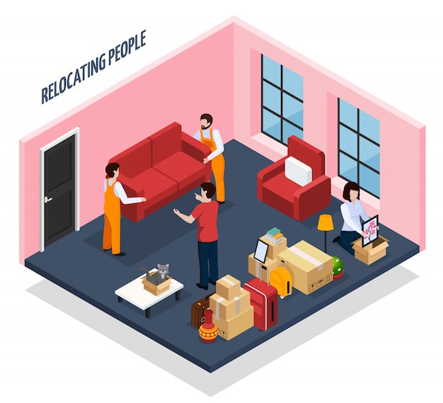 Free Vector relocating people isometric 