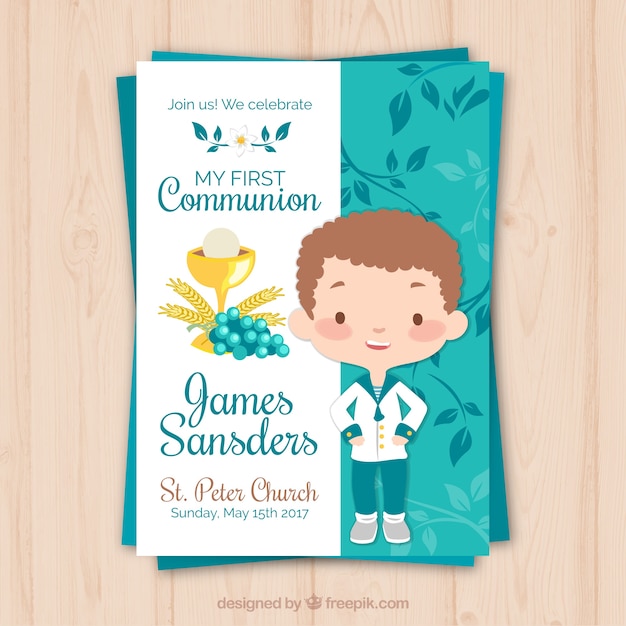 Free Vector reminder with kid of communion