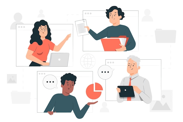 Free vector remote meeting concept illustration