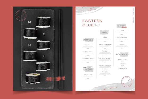 Free Vector restaurant eastern club food menu vintage style