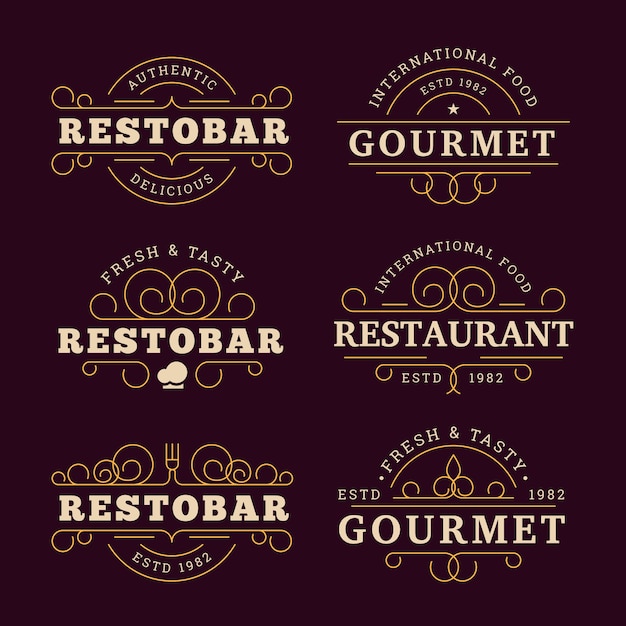 Vettore gratuito logo del ristorante con design dorato