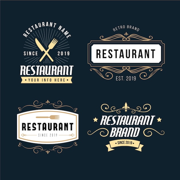 Vettore gratuito collezione logo ristorante retrò