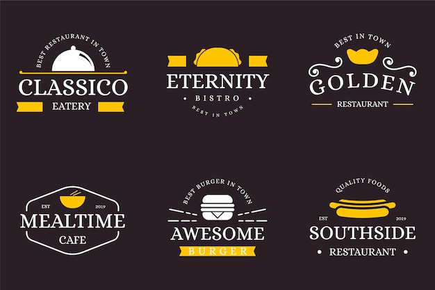 Vettore gratuito collezione ristorante retrò logo