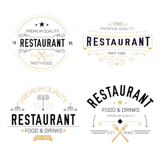 Vettore gratuito collezione ristorante retrò logo