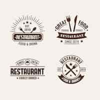 Vettore gratuito pacchetto logo retrò ristorante