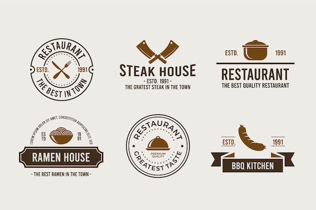 Free Vector restaurant retro logo pack