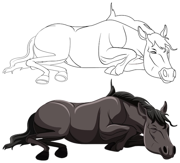 Free Vector resting horses vector illustration