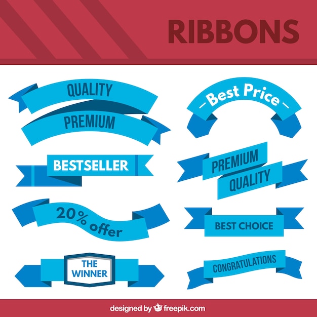 Free Vector retro blue ribbons collection