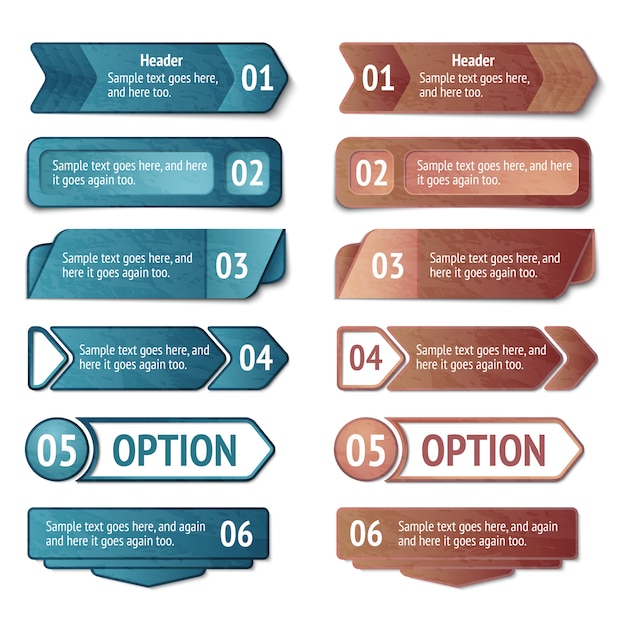 Retro cardboard infographics options