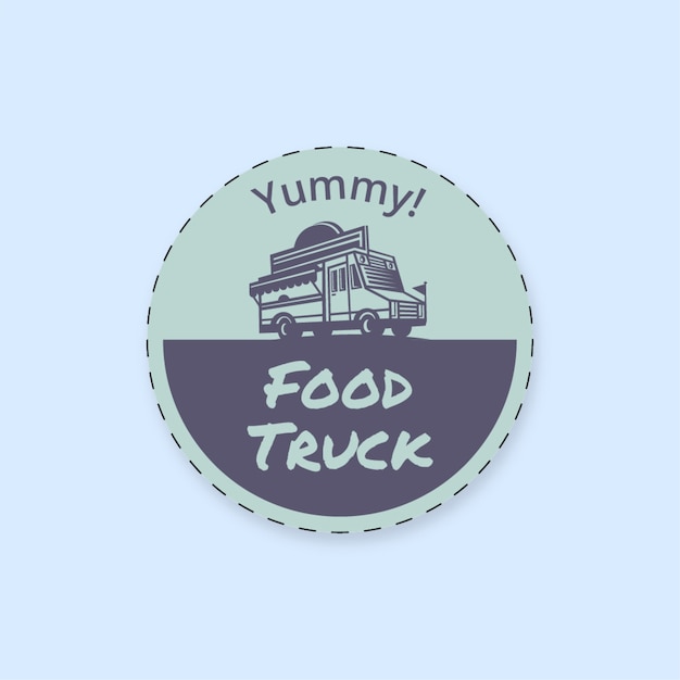 Retro duotone food truck circle sticker