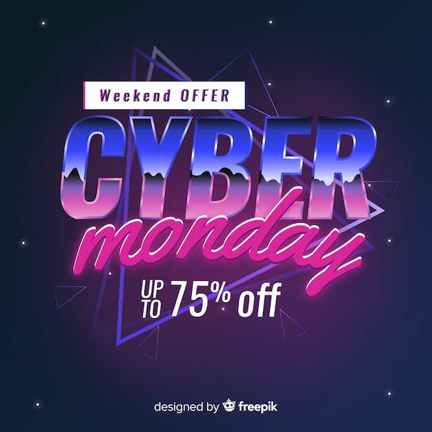 Free Vector retro futuristic cyber monday