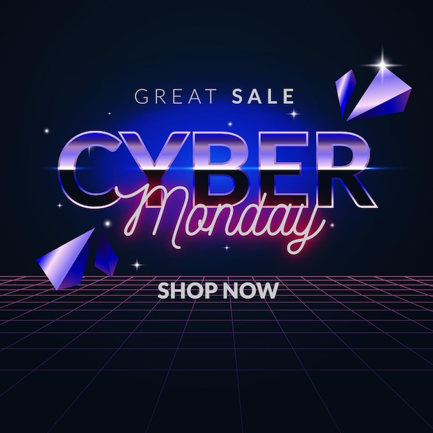 Free Vector retro futuristic cyber monday