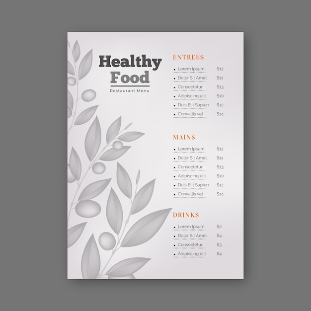 Retro healthy food restaurant menu template