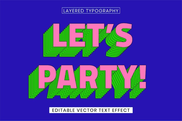 Free Vector retro layered word editable vector text effect template