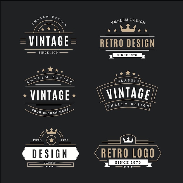 Free Vector retro logo collection