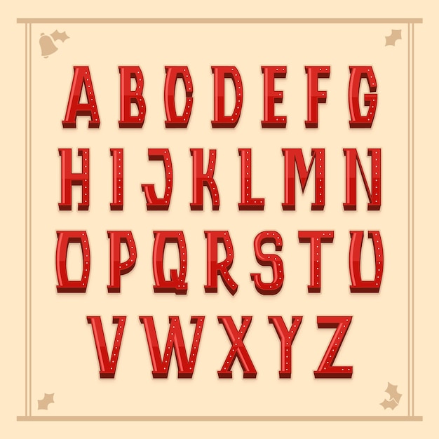 Retro red christmas alphabetical letters