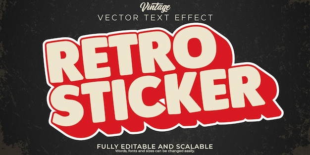 Free Vector retro sticker text effect editable 70s and 80s text style