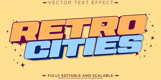 Free Vector retro sticker text effect editable 70s and 80s text style