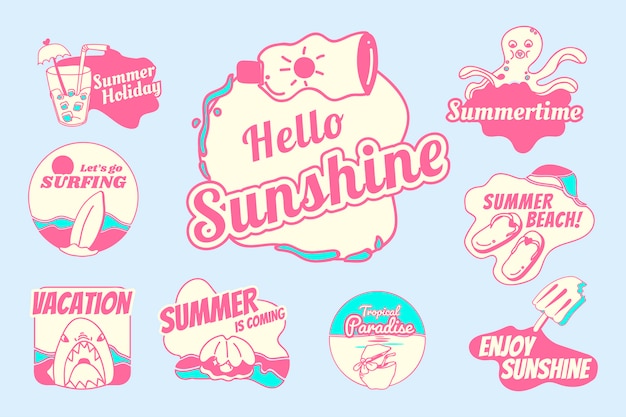 Free Vector retro summer badge set