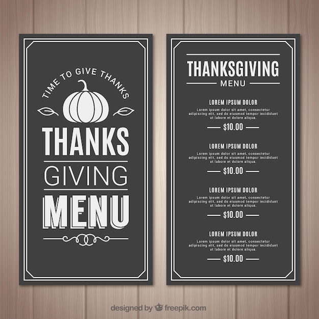 Retro thanksgiving menu on blackboard effect