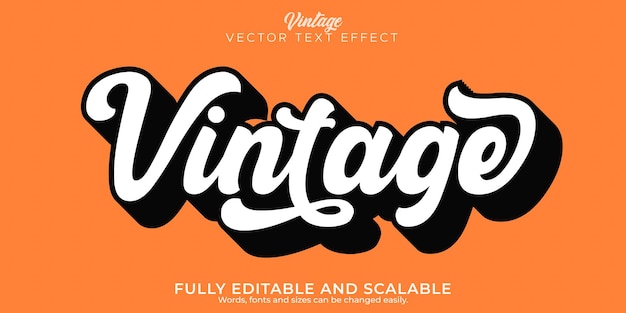 Free Vector retro, vintage text effect, editable 70s and 80s text style