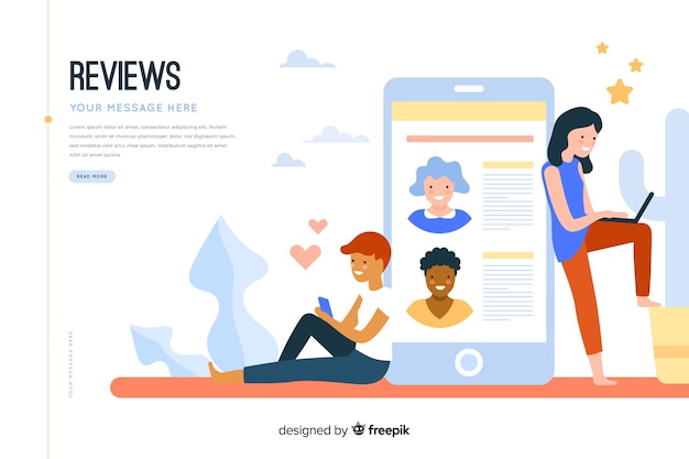 Reviews concept for landing page
