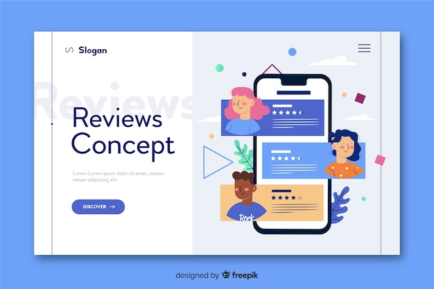 Reviews concept for landing page