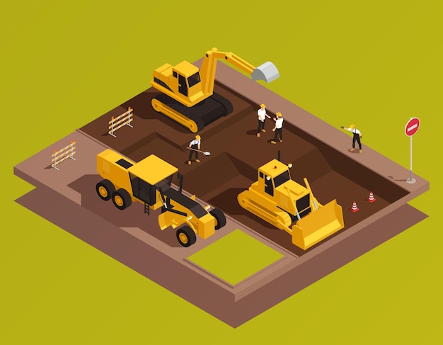 Free Vector road construction site composition