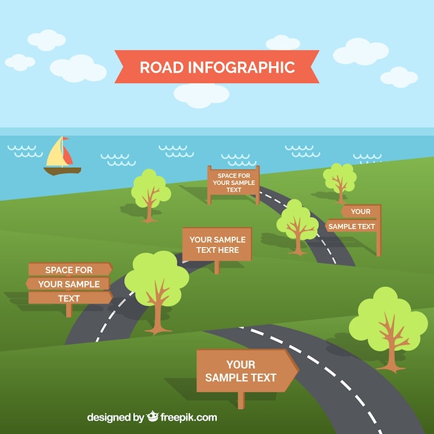 Road infographic template