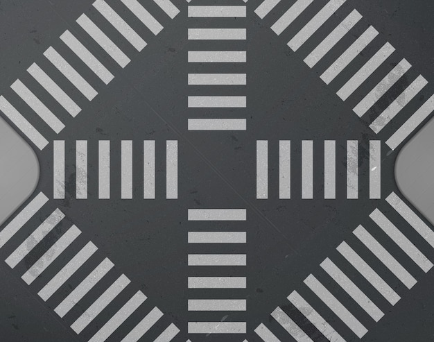 Free vector road intersection with crosswalk top view