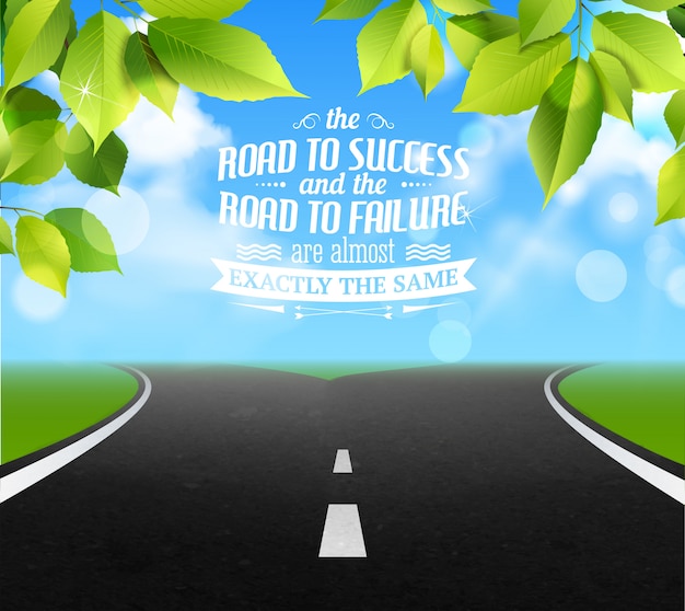 Free vector road of life quotes with failure and success symbols realistic illustration